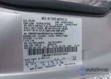 2004 Mercury Grand Marquis Ls из США, поврежденный, VIN 2MEHM75W04X670649